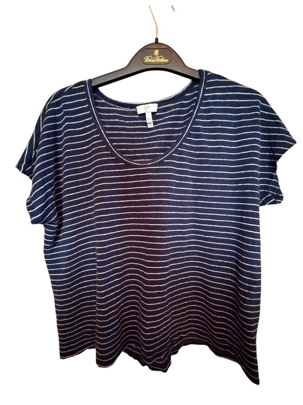 Joie Women’s Navy and White Striped Short Sleeve Tee - Lightweight Casual Top
